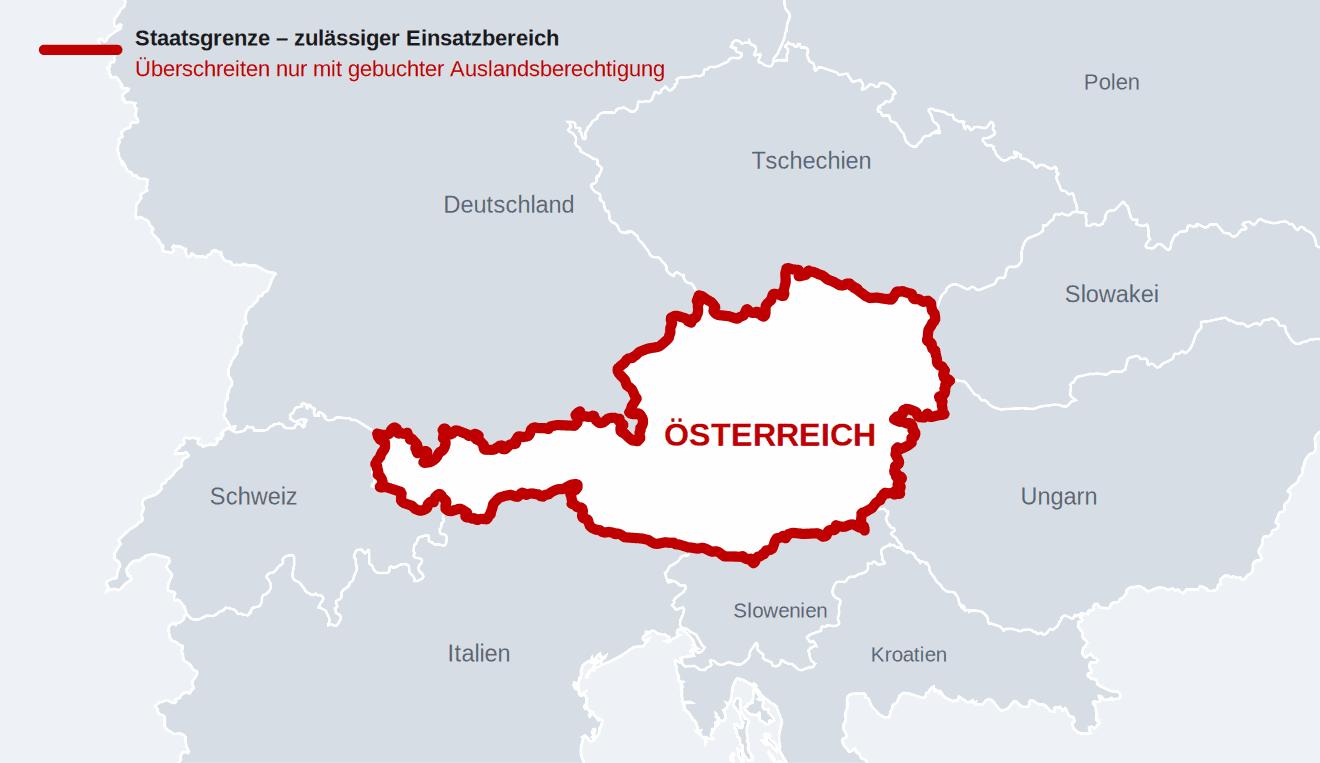 Zulässiger Einsatzbereich: Österreich